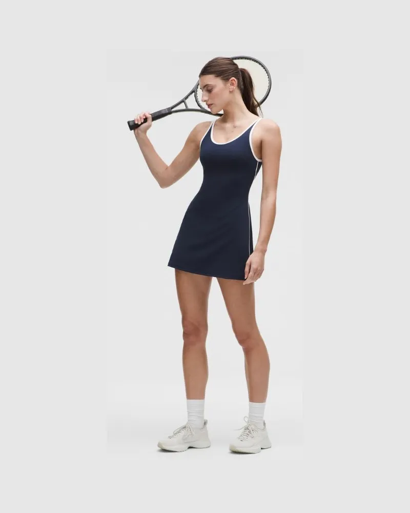LULULEMON Tenniskleid mit U-Ausschnitt und Cut-out für Frauen – Größe in Club Blue/White Club
