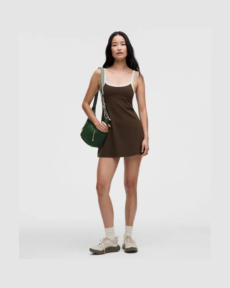 LULULEMON Align Kleid mit Spaghettiträgern und geripptem Besatz für Frauen – Größe in Walnut Crunch/Light Ivory Walnut