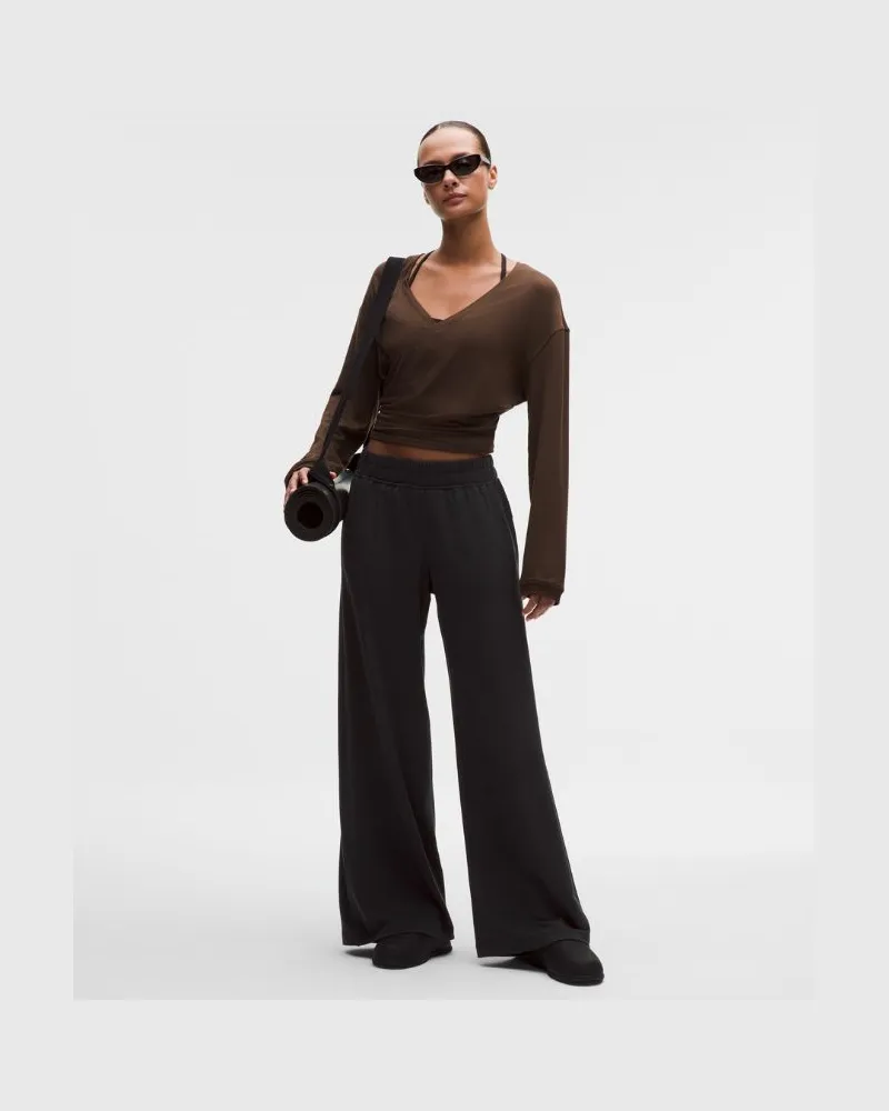 LULULEMON BeCalm Hose mit weitem Bein und mittelhohem Bund für Frauen – Größe in Black Black
