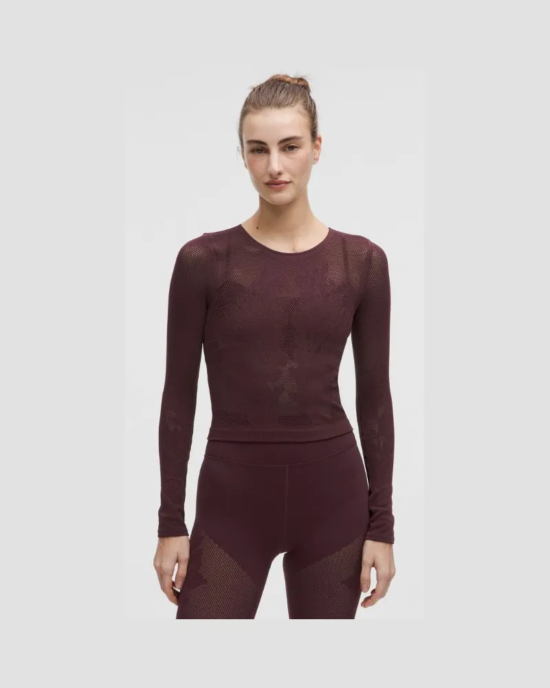 LULULEMON RevealKnit Langarmshirt mit Blumenmuster für Frauen – Größe in Goodnight Plum Goodnight