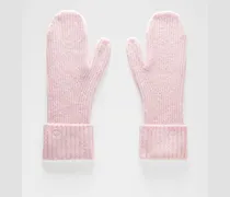 Rippstrick-Fäustlinge mit breitem Bündchen – Größe in Heathered Pink Pearl