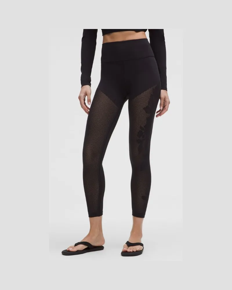 LULULEMON RevealKnit Leggings mit hohem Bund und Blumenmuster, 7/8-Länge für Frauen – Größe in Black Black