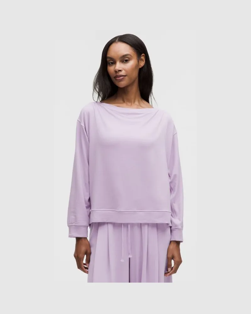 LULULEMON BeCalm Oversized Boatneck Long-Sleeve Shirt für Frauen – Größe in Lilac Play Lilac