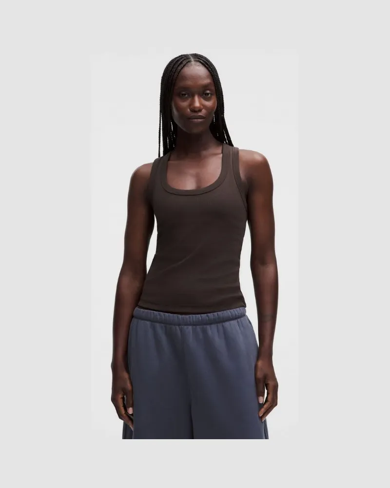 LULULEMON Little geripptes Tanktop mit U-Ausschnitt für Frauen – Größe in Mahogany Muse Mahogany