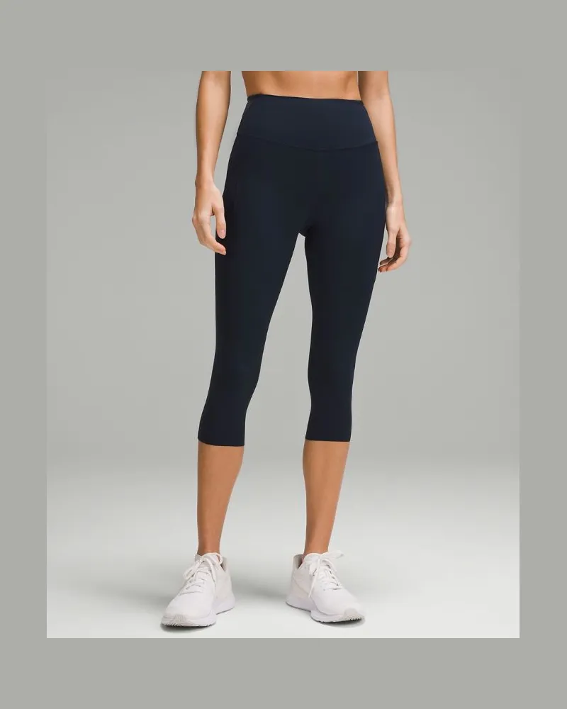 LULULEMON Fast and Free Crop Leggings mit hohem Bund und Taschen für Frauen – 48 cm – Größe in True Navy True