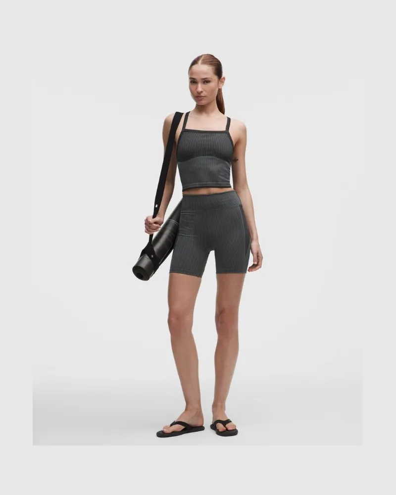 LULULEMON Salutations-Yoga-Shorts mit hohem Bund für Frauen – 15 cm – Größe in Schwarz/Onyx Grey Schwarz