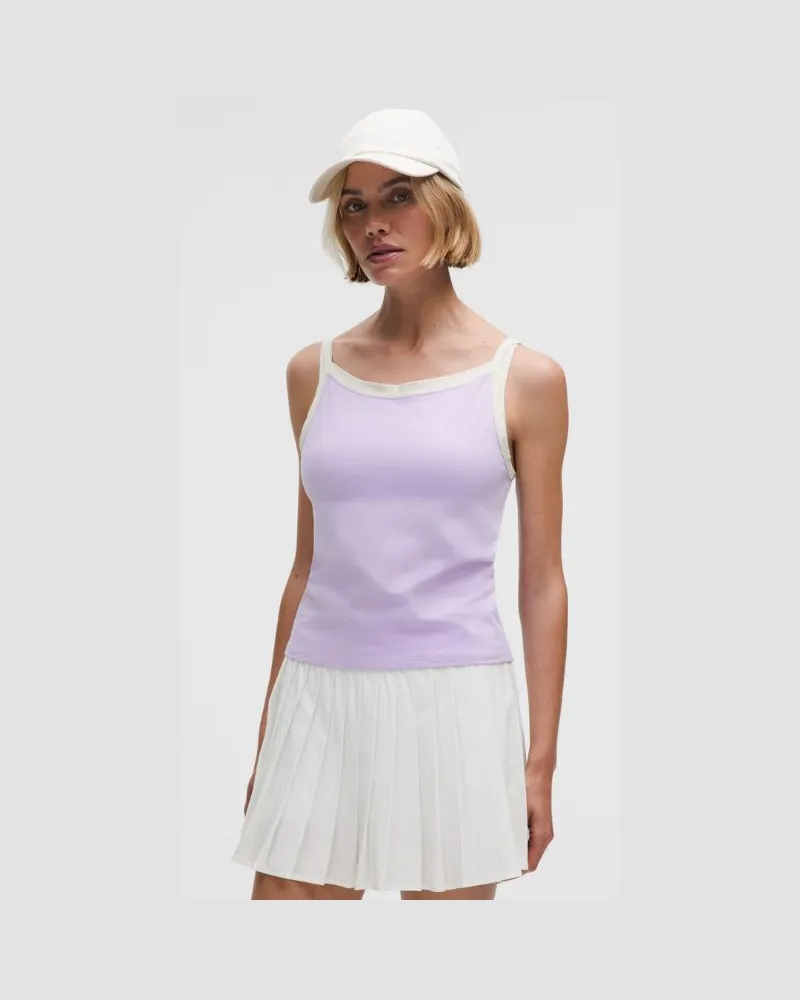 LULULEMON Hochgeschlossenes Ringer-Tanktop aus Bio- für Frauen – Größe in Lavender Frost/Light Ivory Lavender