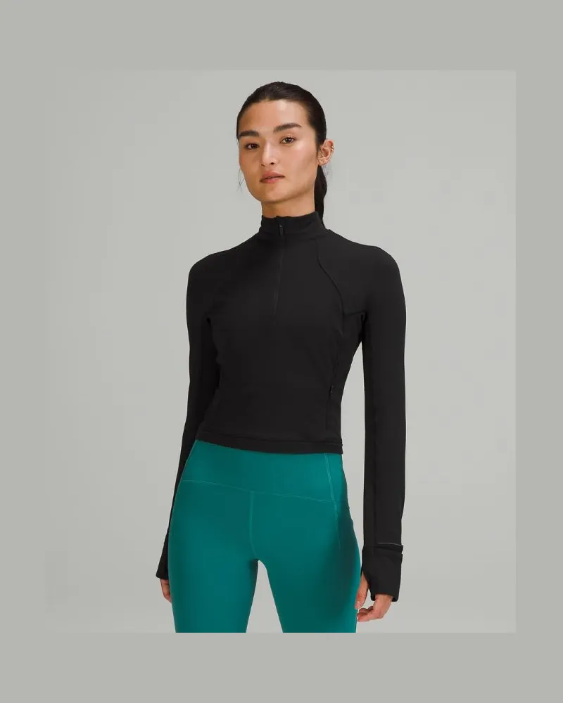LULULEMON It's Rulu Run Crop-Oberteil mit halblangem Reißverschluss für Frauen – Größe in Black Black