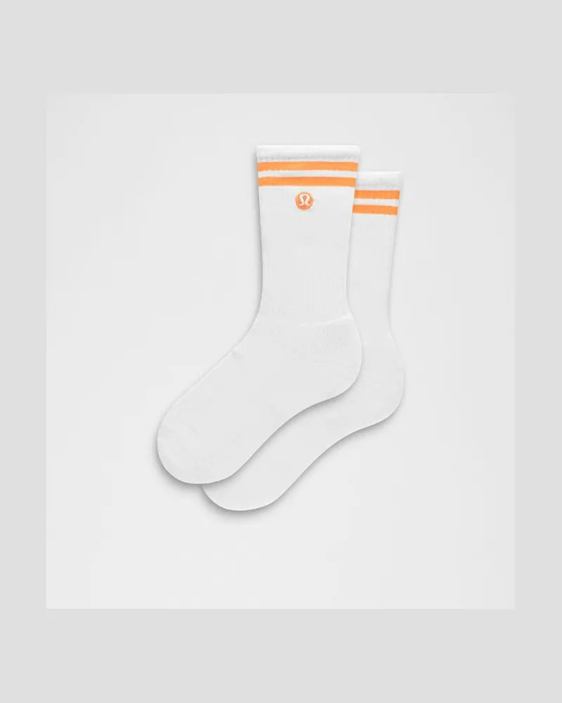 LULULEMON Unisex Daily Essential Crew-Socken Gestreift – Orange – Größe White