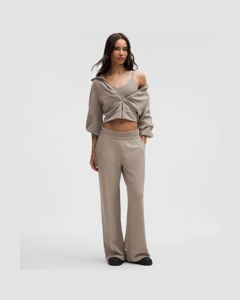 LULULEMON Scuba Hose mit mittelhohem Bund und weitem Bein Waffelmuster für Frauen – Größe in Heathered Warm Ash Grey Heathered