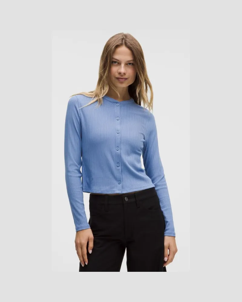 LULULEMON Hold Tight Cardigan mit Mikrorippenstruktur für Frauen – Größe in Prep Blue Prep