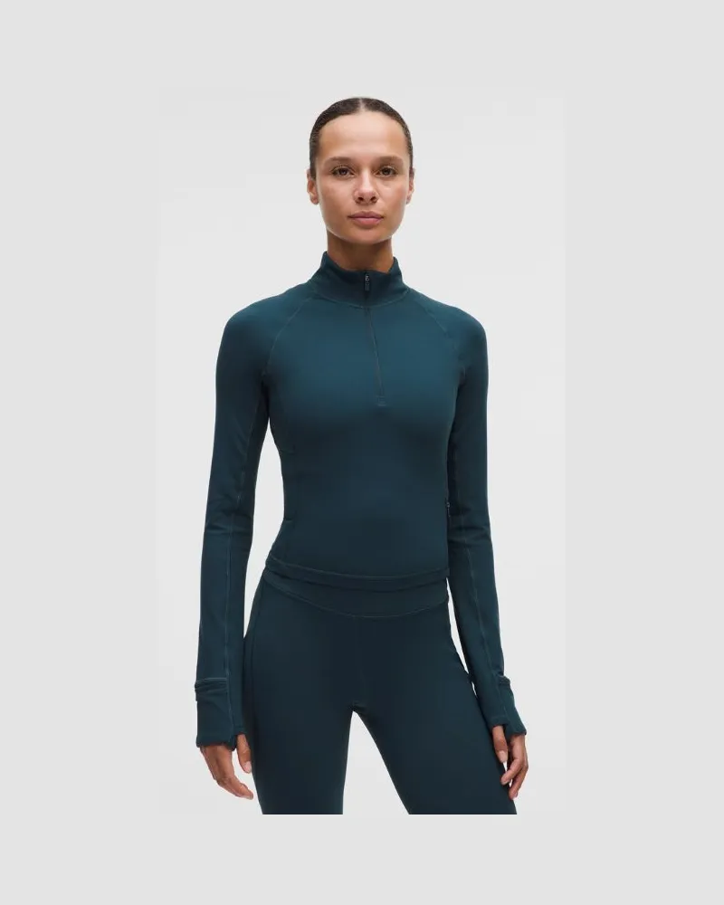 LULULEMON It's Rulu Crop-Oberteil mit halblangem Reißverschluss für Frauen – Größe in Indochine Blue Indochine