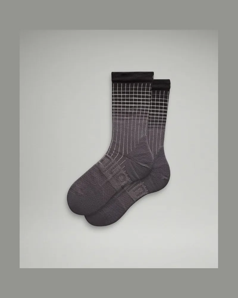 LULULEMON Power Stride Crew-Socken Reflektierend für Männer – Größe in Black/Traverse Grey/Vapor Black