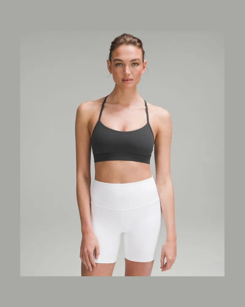 LULULEMON Flow Y BH Nulu Leichter Halt A/C-Cups für Frauen – Größe in Graphite Grey Graphite