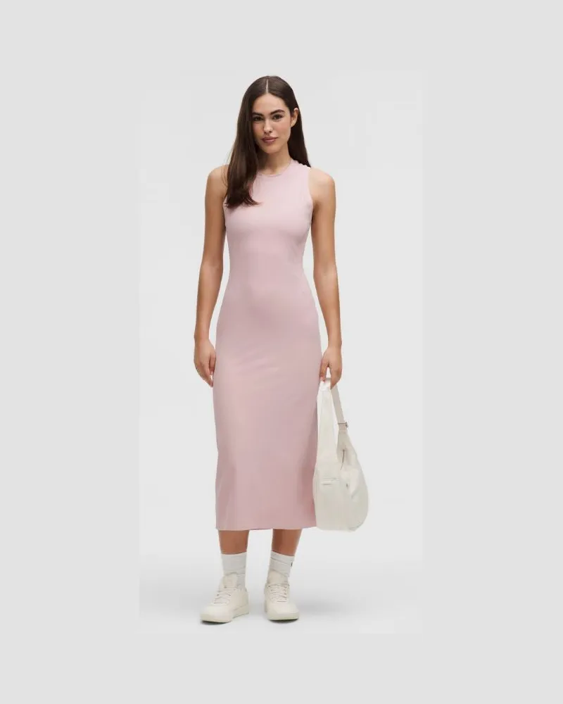 LULULEMON All Aligned geripptes Midi-Kleid für Frauen – Größe in Pink Haze Pink
