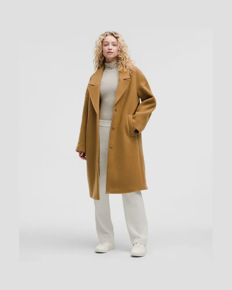 LULULEMON Wollmantel im Relaxed Fit für Frauen – Khaki – Größe Camel