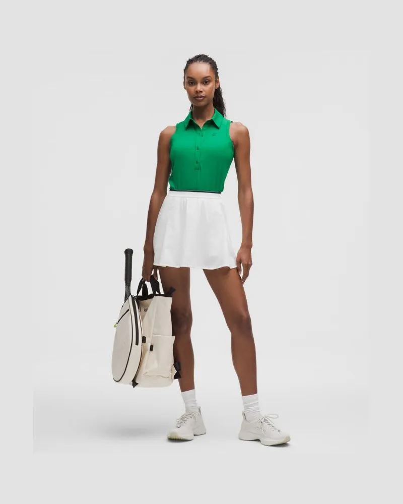 LULULEMON Quick Dry Ärmelloses Poloshirt Mit geradem Saum für Frauen – Größe in Raceway Green Raceway