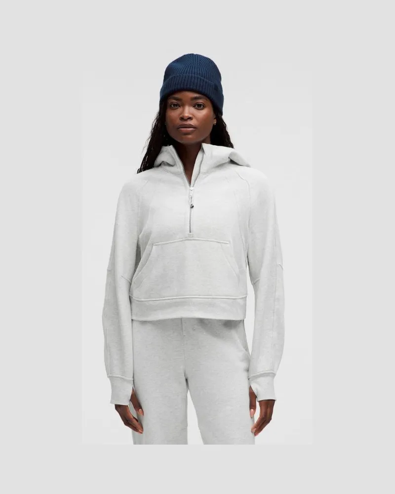 LULULEMON Scuba Oversized-Hoodie mit halblangem Reißverschluss für Frauen – Größe in Heathered Core Ultra Light Grey Heathered