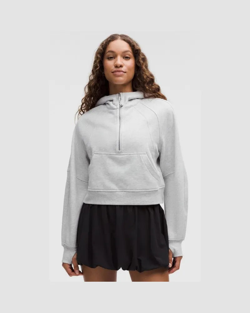 LULULEMON Scuba Oversized-Hoodie mit halblangem Reißverschluss für Frauen – Größe in Heathered Core Ultra Light Grey Heathered
