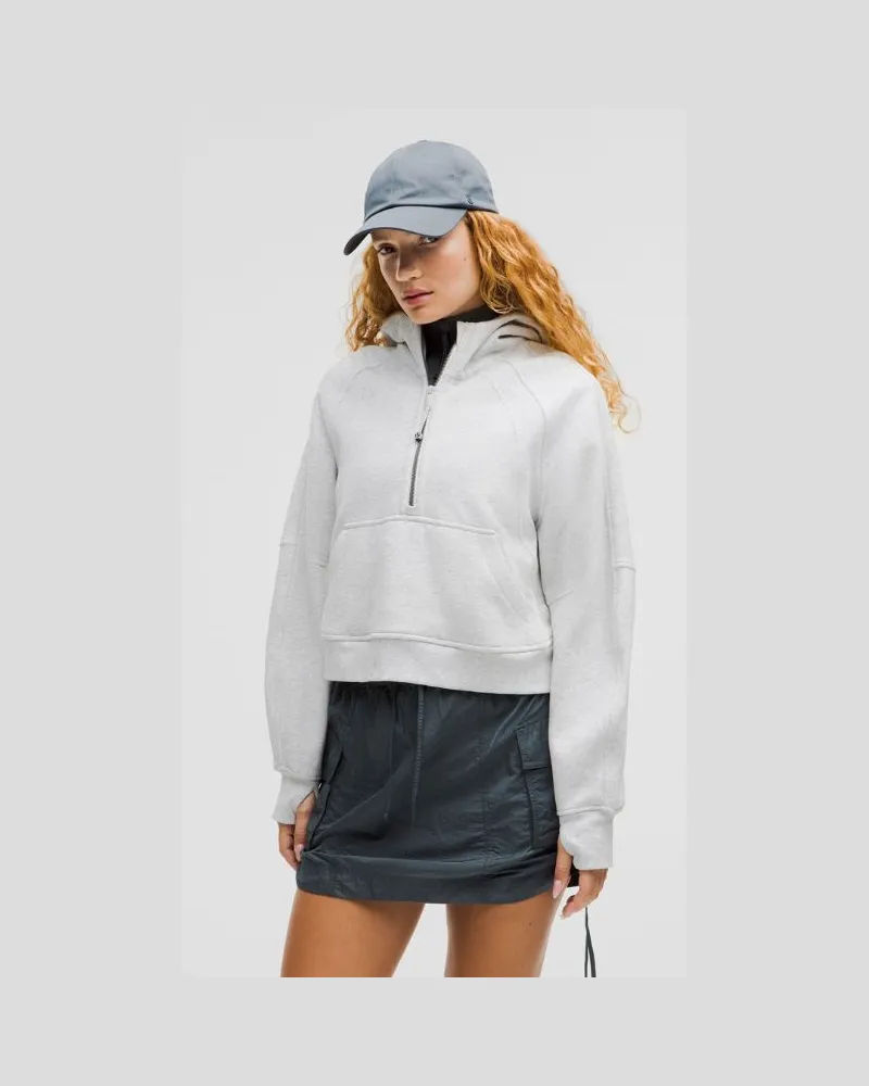 LULULEMON Scuba Oversized-Hoodie mit halblangem Reißverschluss für Frauen – Größe in Heathered Core Ultra Light Grey Heathered