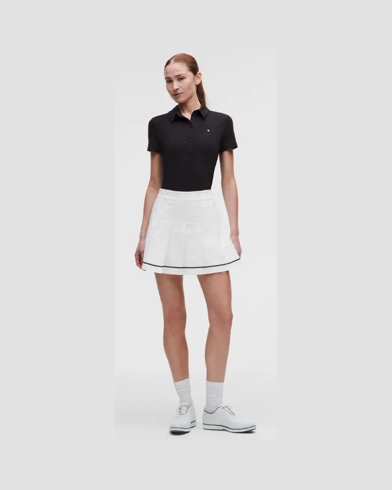LULULEMON A-linienförmiger Golfrock mit hohem Bund und Kellerfalte für Frauen – Größe in White/Black White