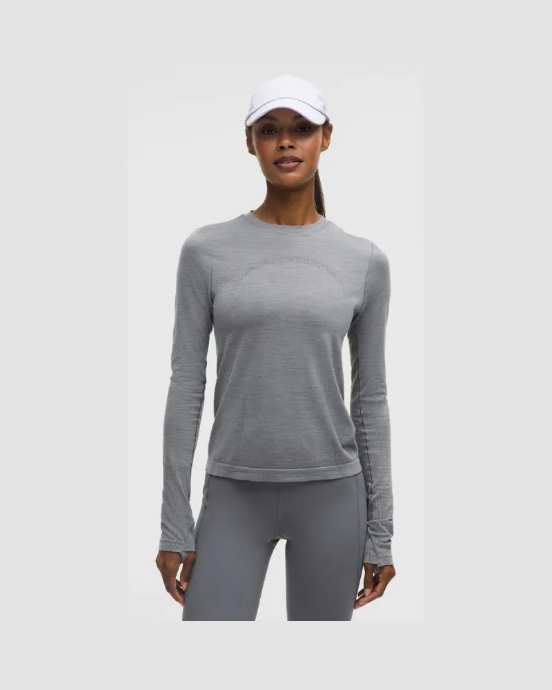 LULULEMON Swiftly Langarmshirt aus Wolle für Frauen – Größe in Solar Grey/White Solar