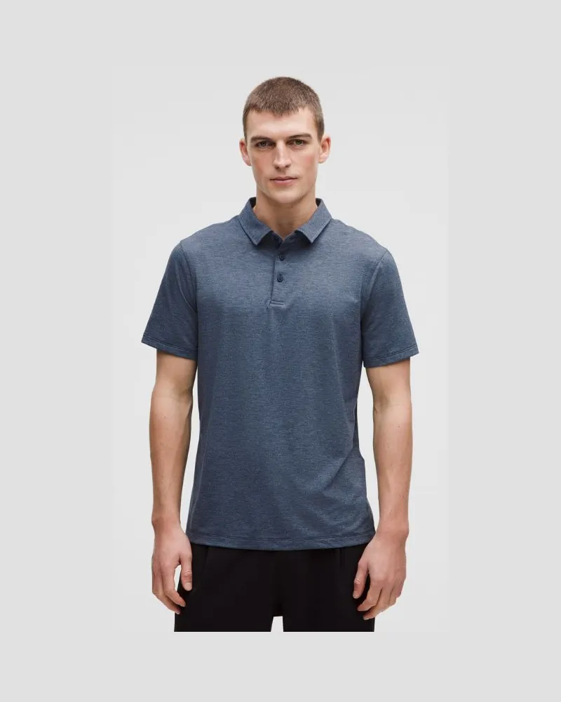 LULULEMON Evolution Kurzarm-Poloshirt für Männer – Größe in Heathered Nautical Navy Heathered