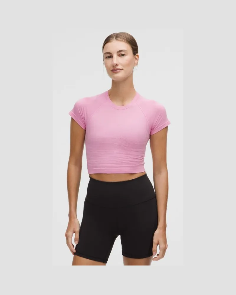 LULULEMON Swiftly Tech Crop-Kurzarmshirt 2.0 für Frauen – Größe in Pink Frosting Pink