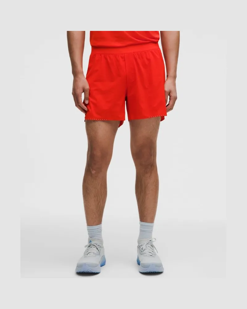 LULULEMON Fast and Free Lined Running Short 5" für Männer – Größe in Cherry Ember Cherry