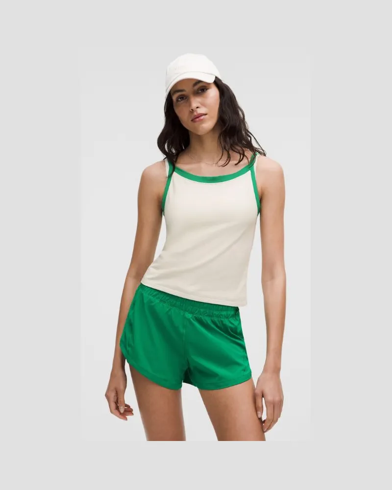 LULULEMON Hochgeschlossenes Ringer-Tanktop aus Bio- für Frauen – Größe in Light Ivory/Raceway Green Light