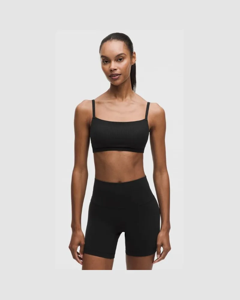 LULULEMON Gerippter BH mit Spaghettiträgern Leichter Halt für B/C-Cups für Frauen – Größe in Schwarz Schwarz