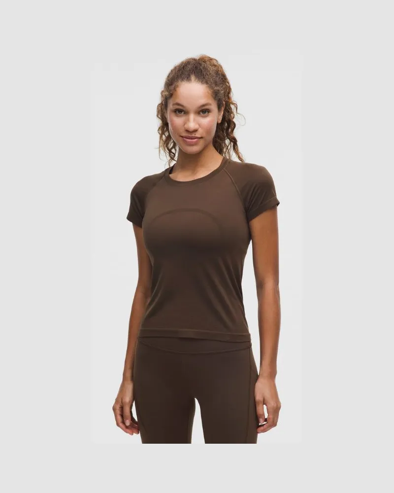 LULULEMON Swiftly Tech Kurzarmshirt 2.0 Taillenlänge für Frauen – Größe in Walnut Crunch Walnut