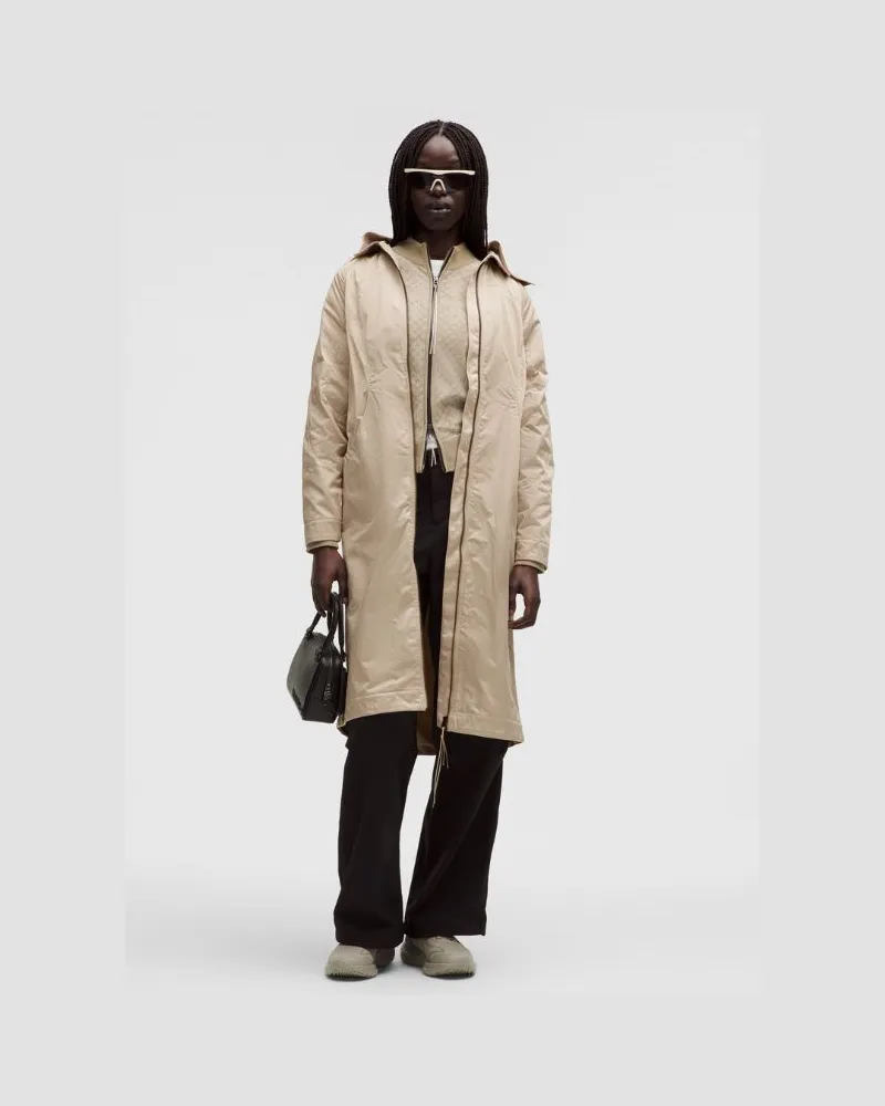 LULULEMON Lange Taft-Jacke mit abnehmbarer Kapuze SLNSH Kollektion für Frauen – Größe in Mojave Tan Mojave
