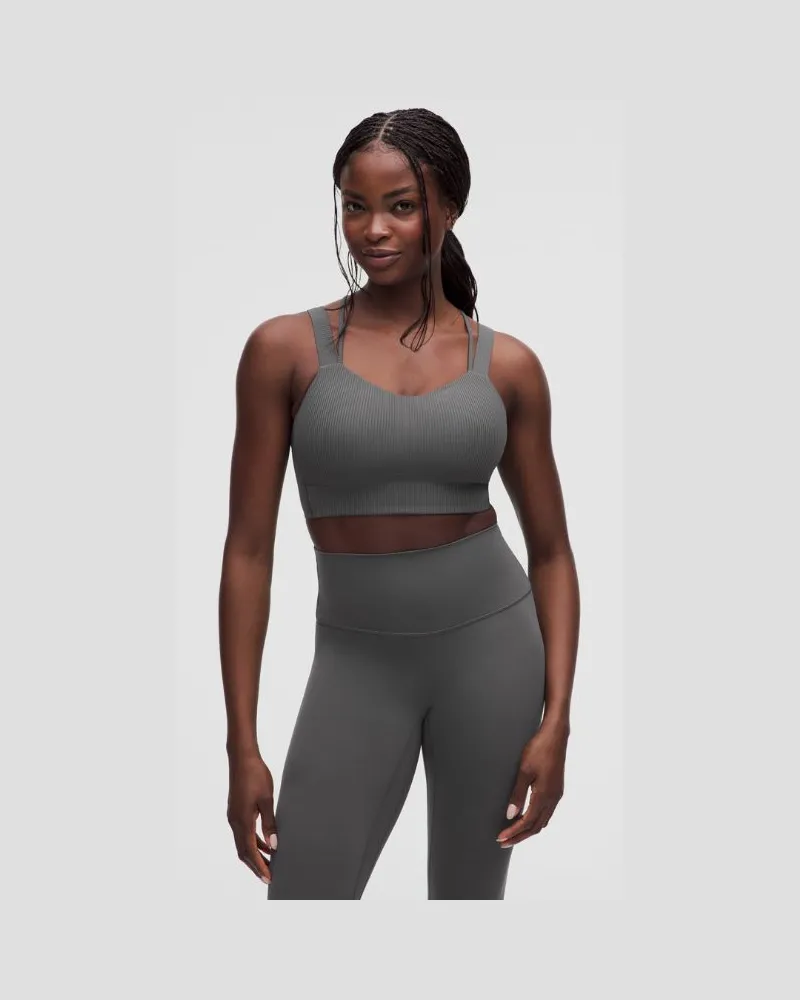 LULULEMON Like a Cloud Gerippter Longline-BH Leichter Halt für D/DD-Cups für Frauen – Größe in Spruce Shadow Spruce