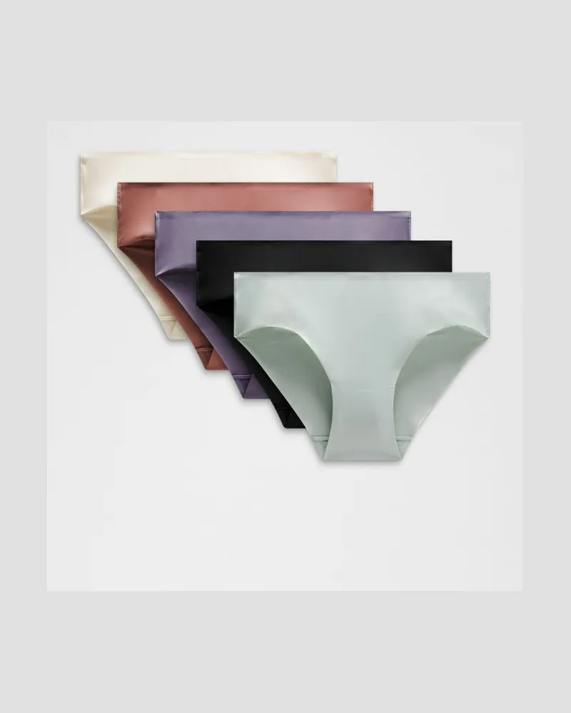 LULULEMON InvisiWear Bikini-Unterwäsche mit mittelhohem Bund 5er-Pack Holiday für Frauen – Größe in Black/Grape Mist/Red Clay Black