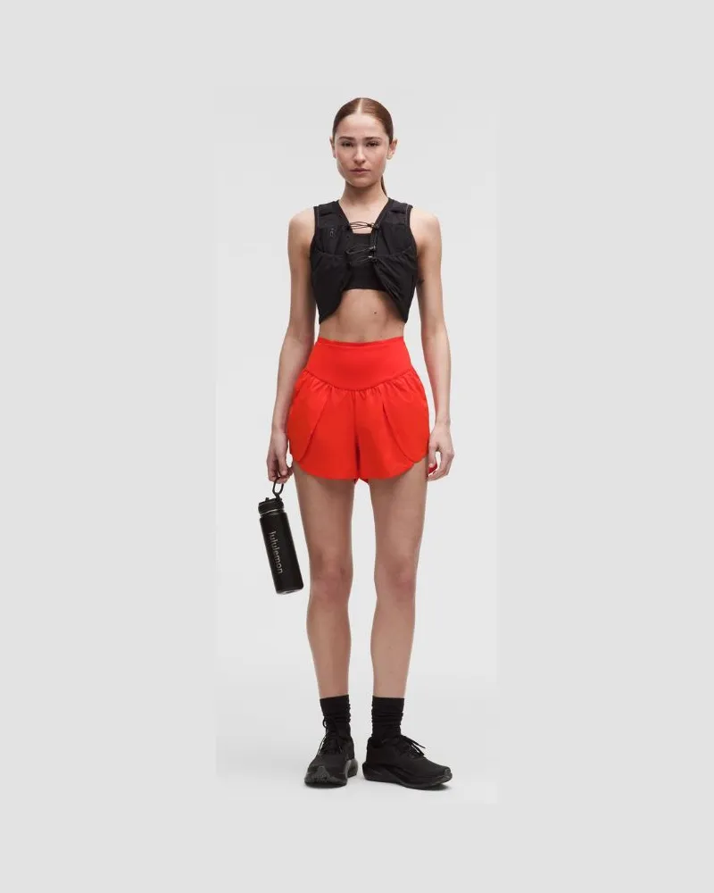 LULULEMON Go Further Shorts mit Schlitz und hohem Bund für Frauen cm – Größe in Cherry Ember Cherry