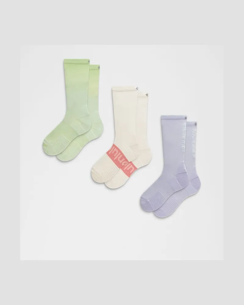 LULULEMON Power Stride Crew-Socken im 3er-Pack – Größe in Lemongrass/Light Ivory/Serene Blue Lemongrass