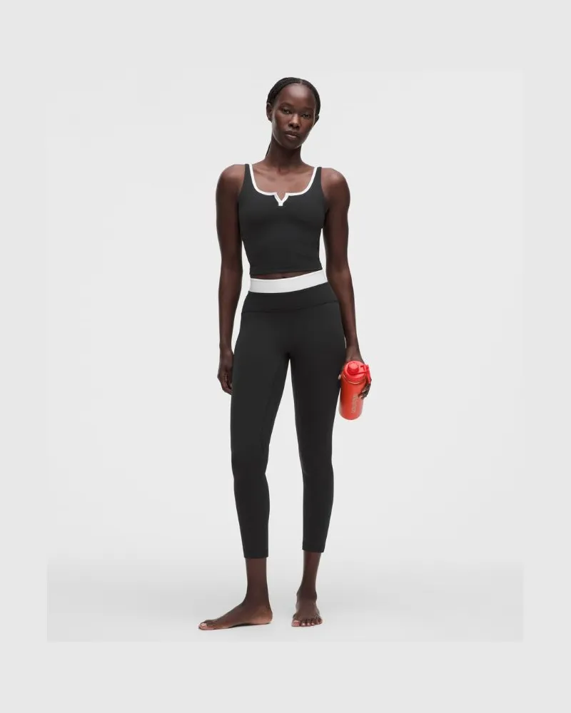 LULULEMON Align No Line Hose mit hohem Bund Logo für Frauen – 64 cm – Größe in Black/White Black