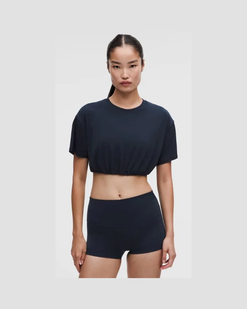 LULULEMON Jersey-Trainingsoberteil in Super-Crop-Länge für Frauen – Größe in True Navy True