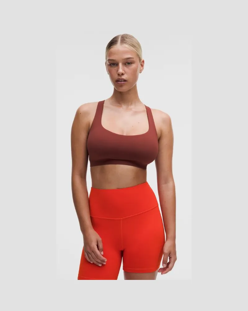 LULULEMON FlexyFlex Yoga-BH mit überkreuzten Trägern Leichter Halt für D–DD-Cups für Frauen – Größe in Cranberry Charm Cranberry