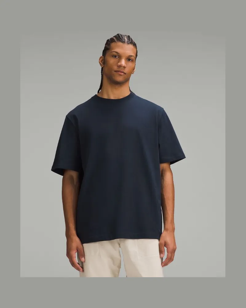 LULULEMON T-Shirt aus schwerem Baumwoll-Jersey für Männer – Größe in True Navy True
