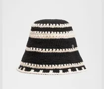 Bucket Hat aus gehäkelter – Größe in Black/Light Ivory