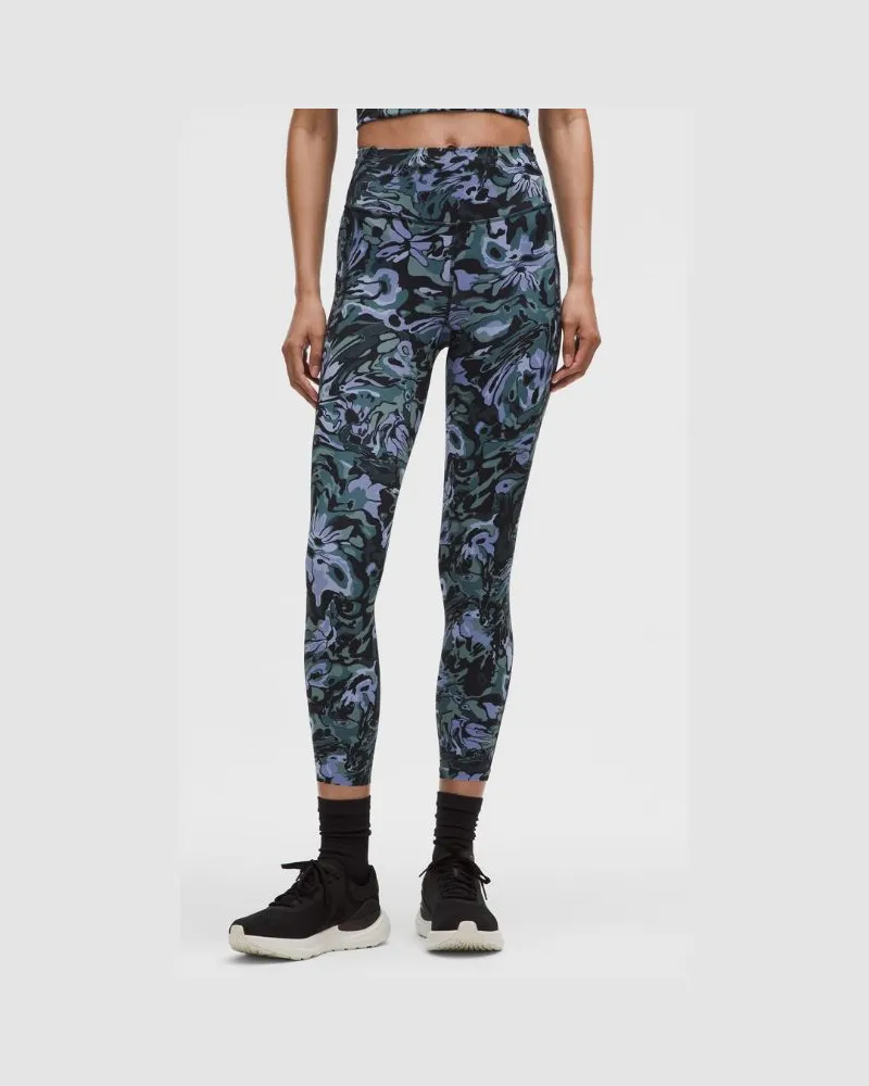 LULULEMON Fast and Free Leggings mit hohem Bund 5 Taschen für Frauen – 64 cm – Größe in Flower Meld Multi Flower