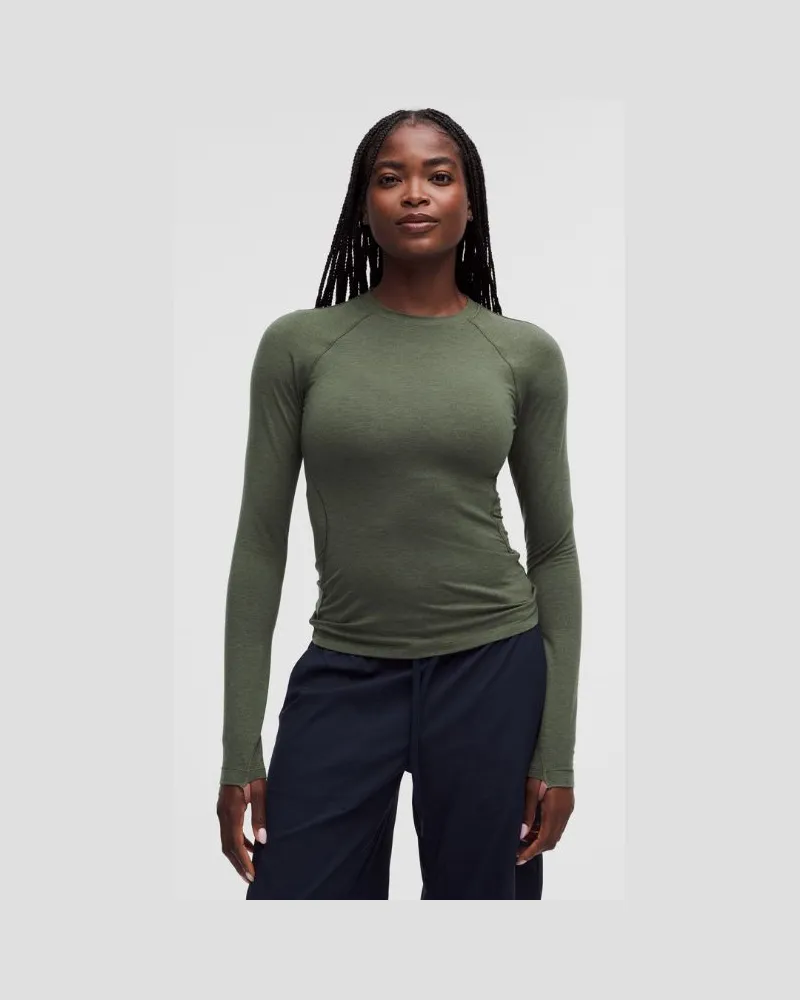LULULEMON Baselayer-Pullover mit Rundhalsausschnitt aus einer für Frauen – Merinowollmischung – Größe in Sassy Sage/Toasted Pink Sassy