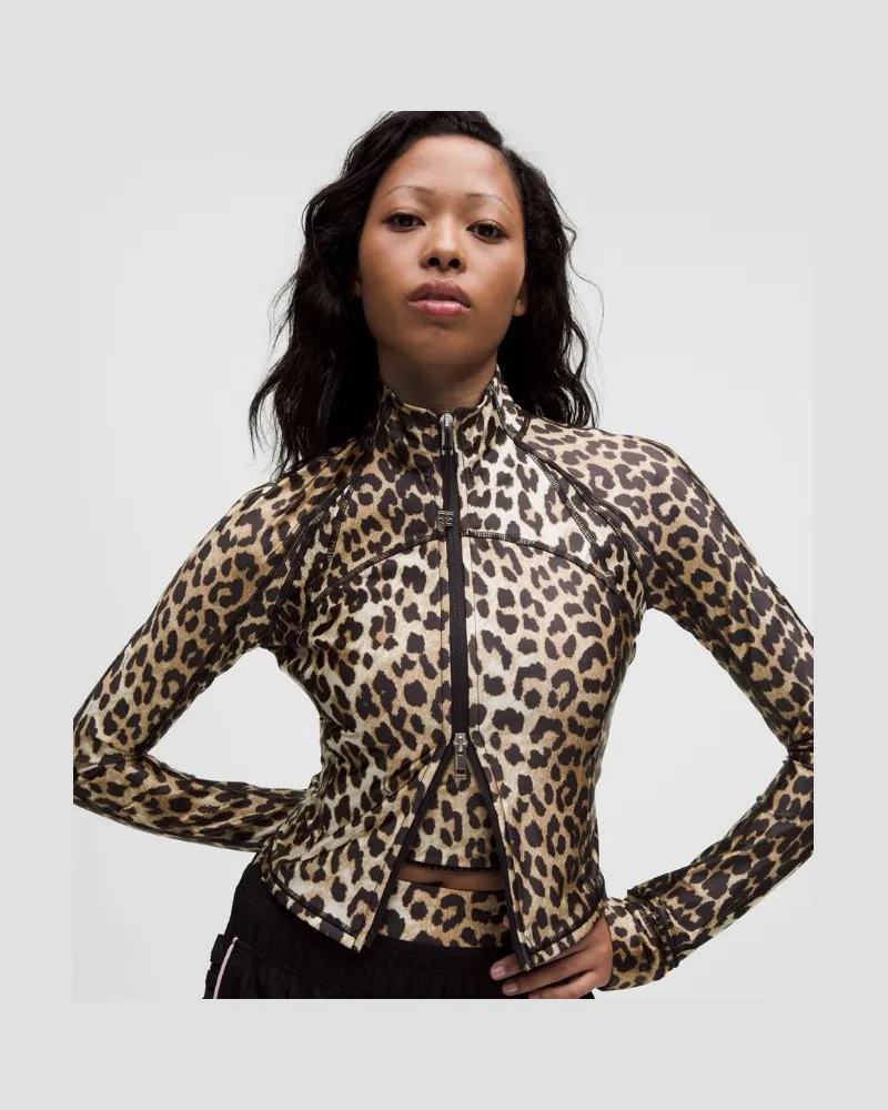 LULULEMON GANNI x Define-Jacke mit gerüschtem Besatz für Frauen – Größe in Leopard Multi Leopard