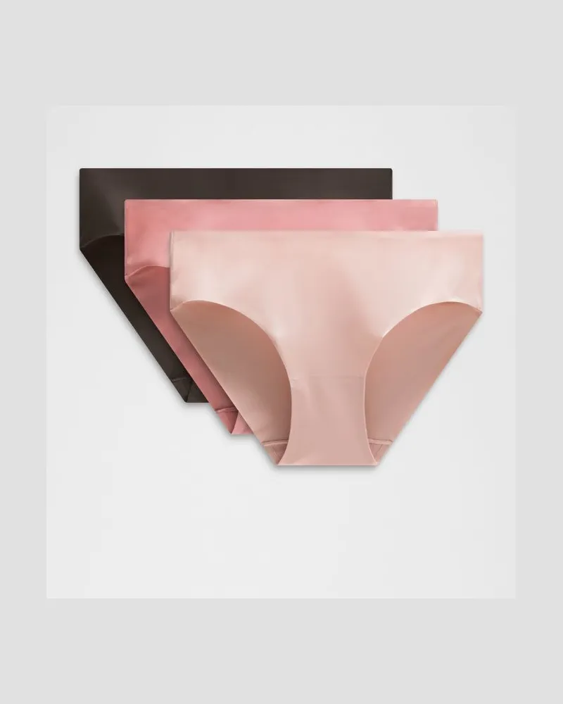LULULEMON InvisiWear Bikini-Unterwäsche mit mittelhohem Bund 3er-Pack für Frauen – Größe in Mahogany Muse/Misty Shell/Pink Parade Mahogany