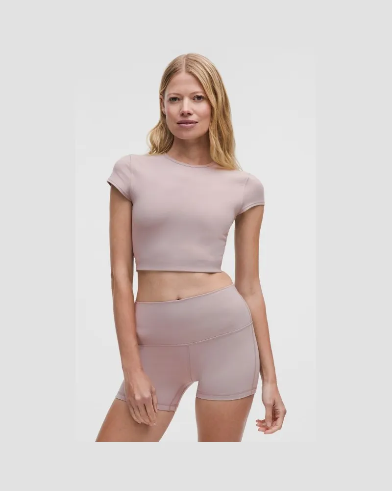 LULULEMON Nulu Baby-Tee mit Mesh-Rückseite für Frauen – Größe in Mauve Grey Mauve