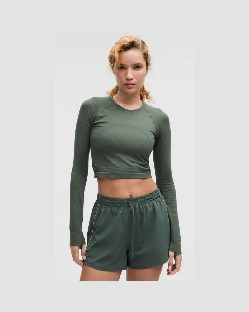 LULULEMON Swiftly Tech Cropped-Langarmshirt 2.0 für Frauen – Größe in Dark Forest Dark