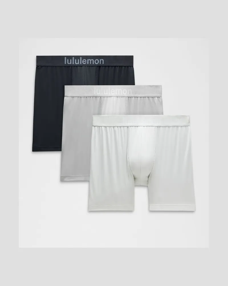 LULULEMON Weiche, stretchige Boxershorts 3er-Pack für Männer – 13 cm – Größe in True Navy/Silver Drop/Vapor True