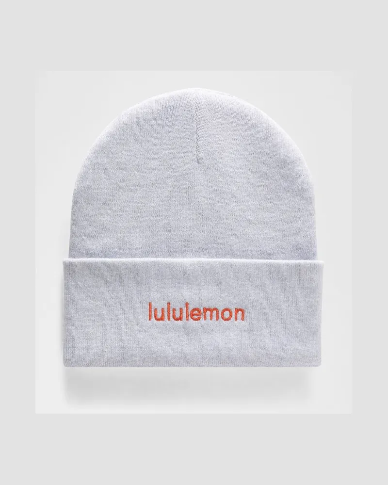 LULULEMON Warm Revelation Mütze Logo in Serene Blue/Sunburst Orange Serene